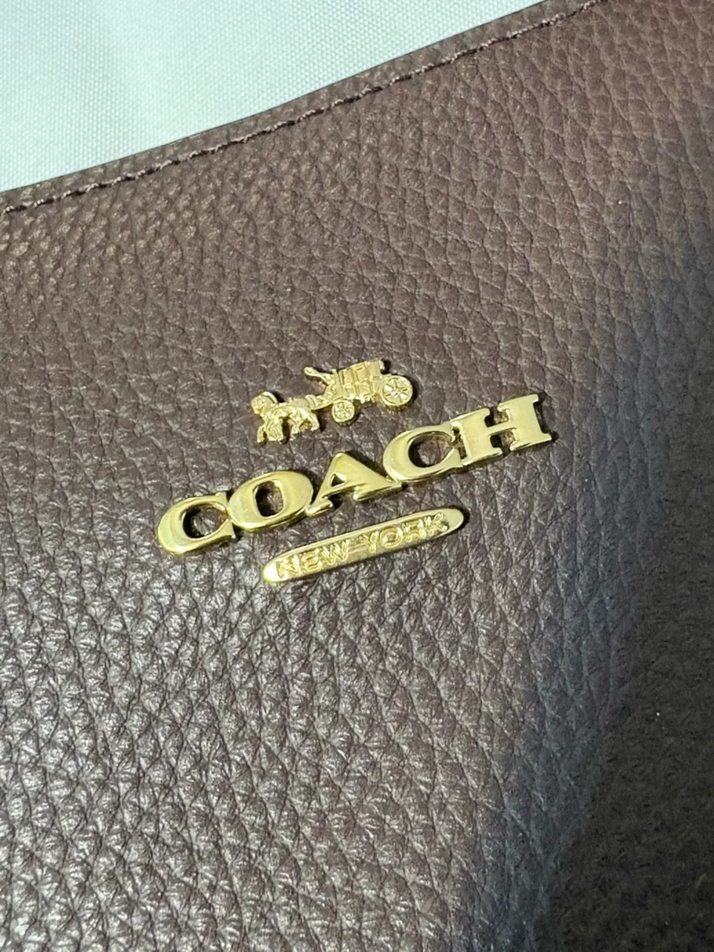 Coach Pebble Leather Tote Bag in Dark Brown women’s 11 X 14 - Picture 6 of 14